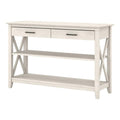 Linen White Oak Console Table with Drawers and Shelves D883143