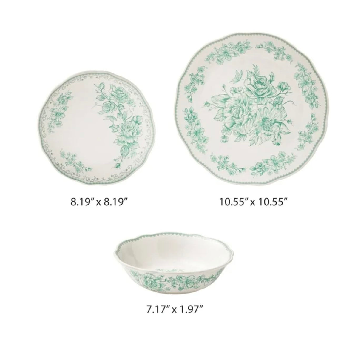12-Piece Green Stoneware Dinnerware Set P9844