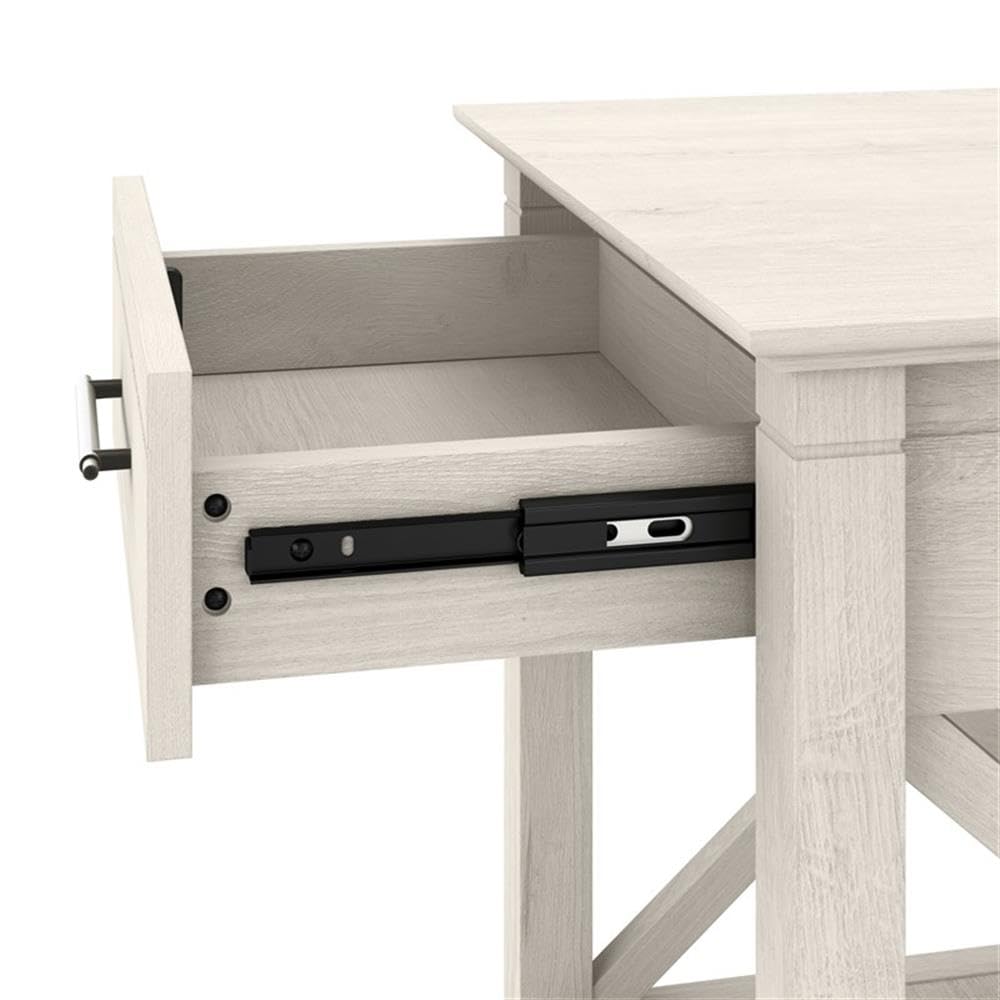 Linen White Oak Console Table with Drawers and Shelves D883143