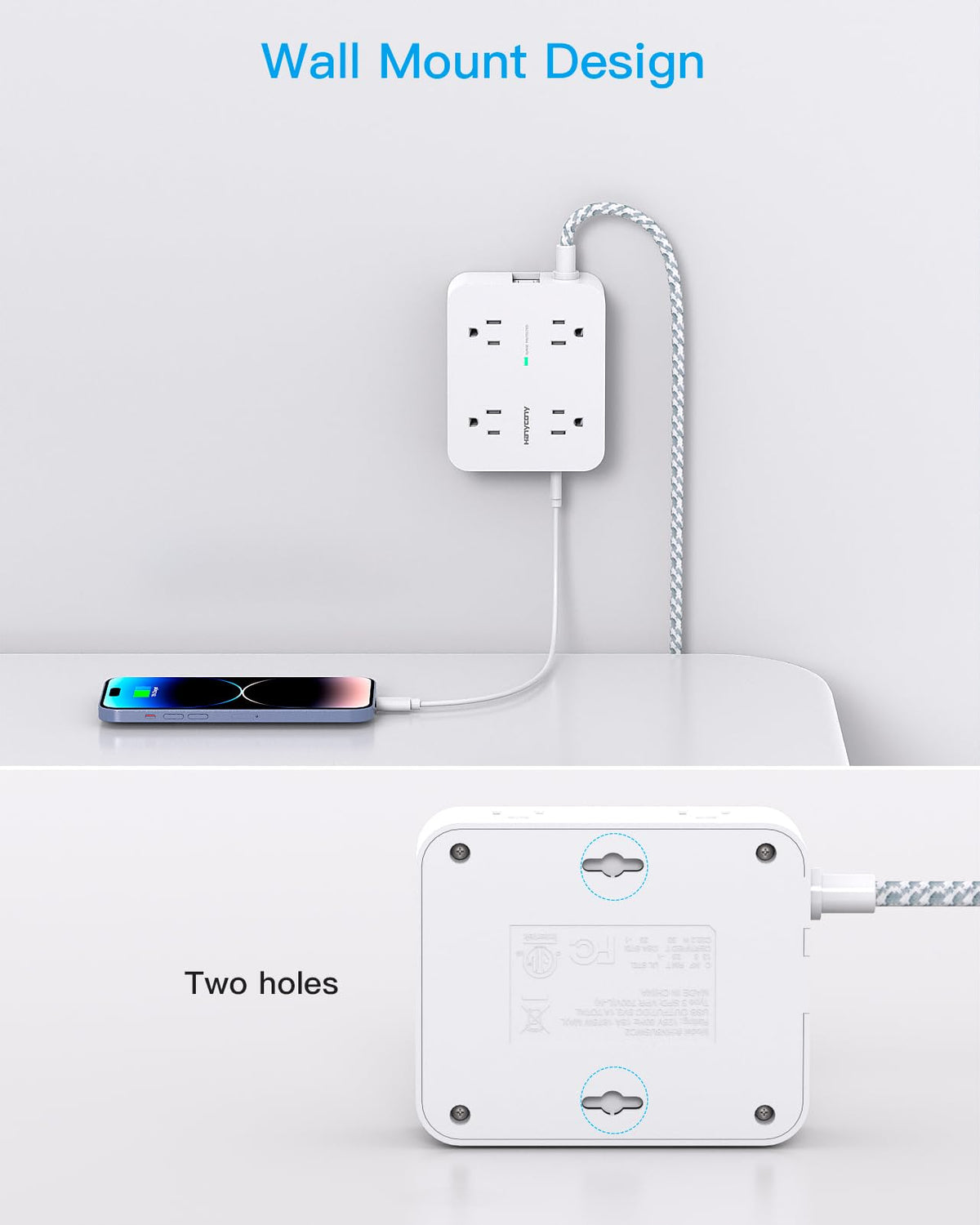 Surge Protector Power Strip 5 Ft Braided Extension Cord S216