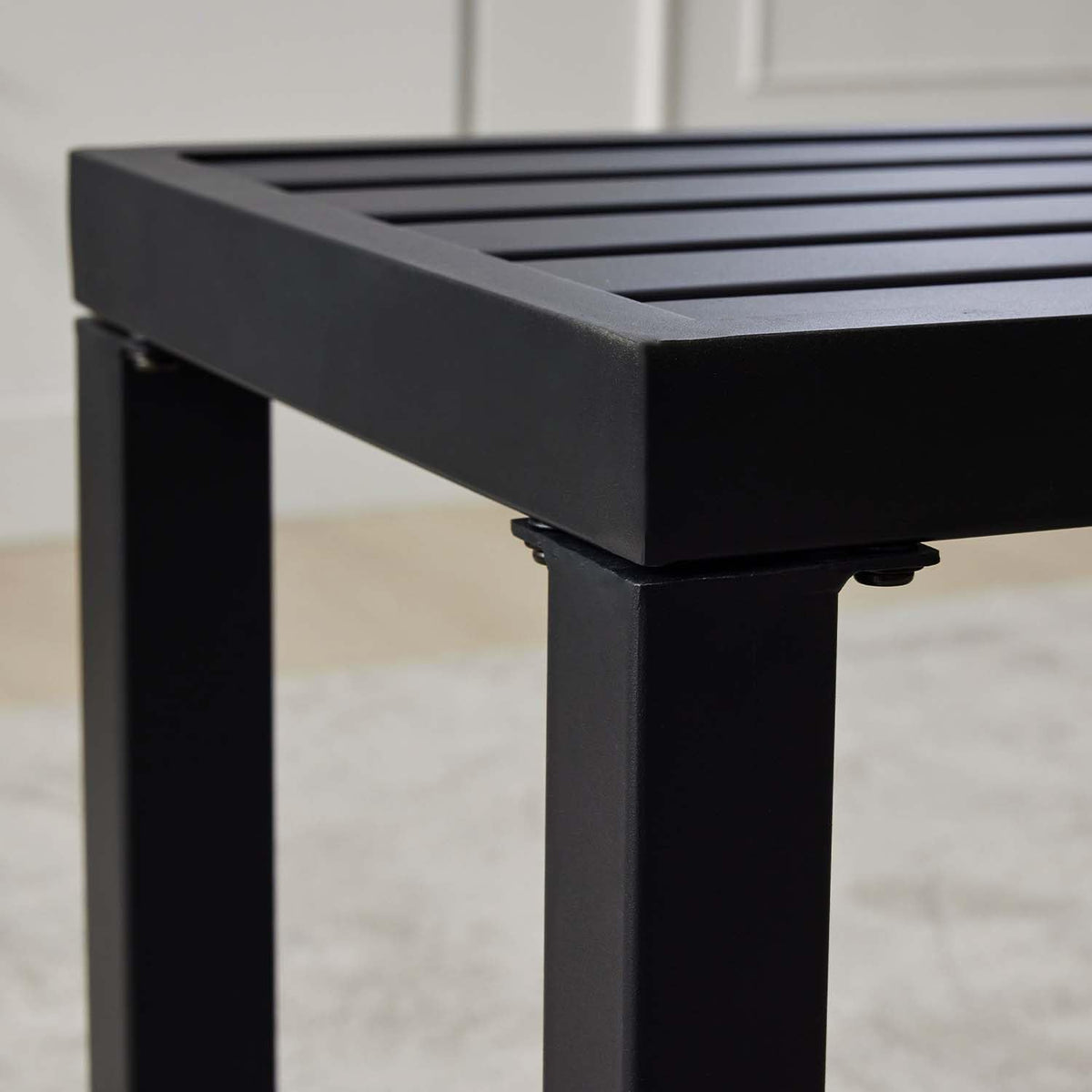 Black Metal Backless Outdoor Bench S293226