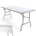 6FT Folding Picnic Table with Tablecloth E1365