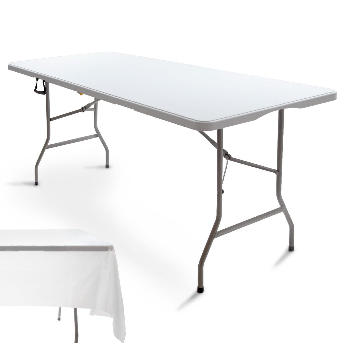 6FT Folding Picnic Table with Tablecloth E1365