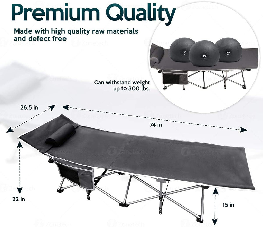Folding Lightweight Portable Heavy Duty Travel Cot with Large Pocket L65657