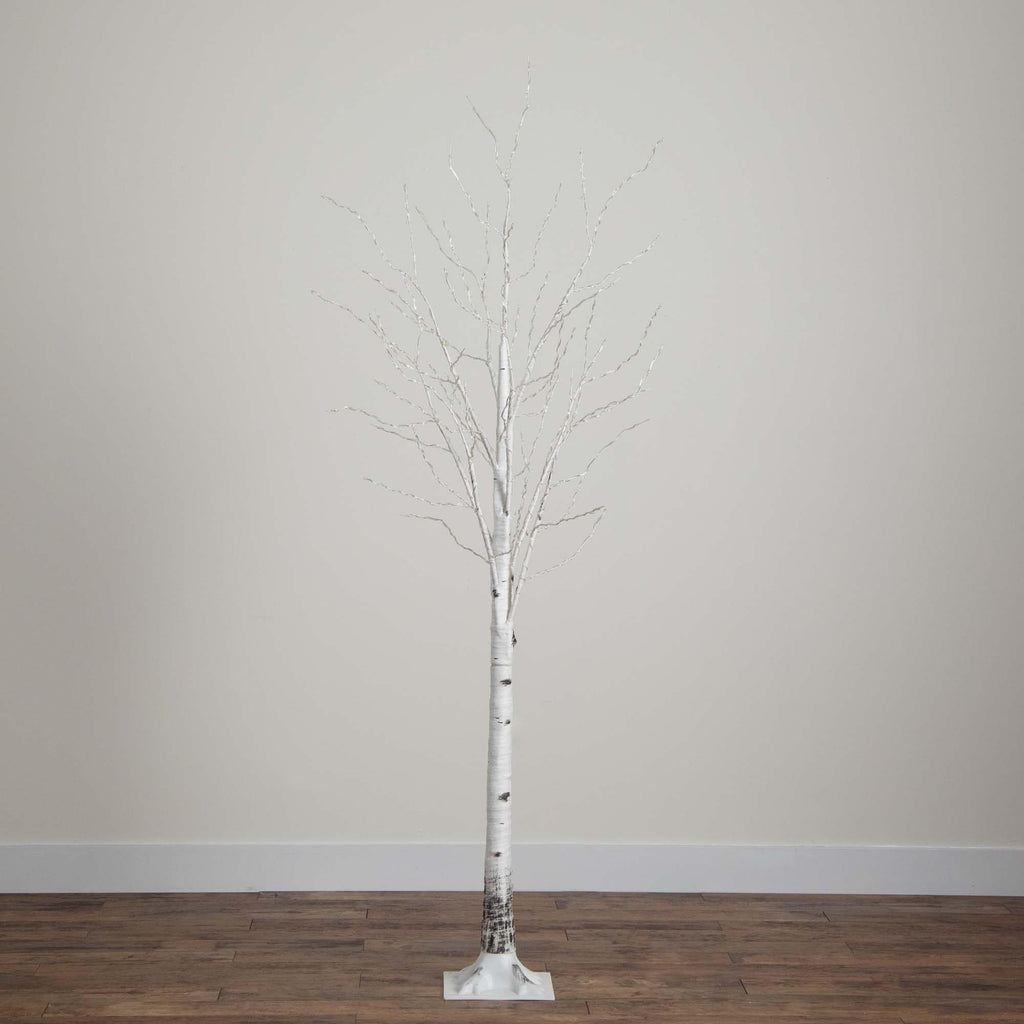 7-FT Pre-lit Artificial White Birch Tree with LED Lights P7446
