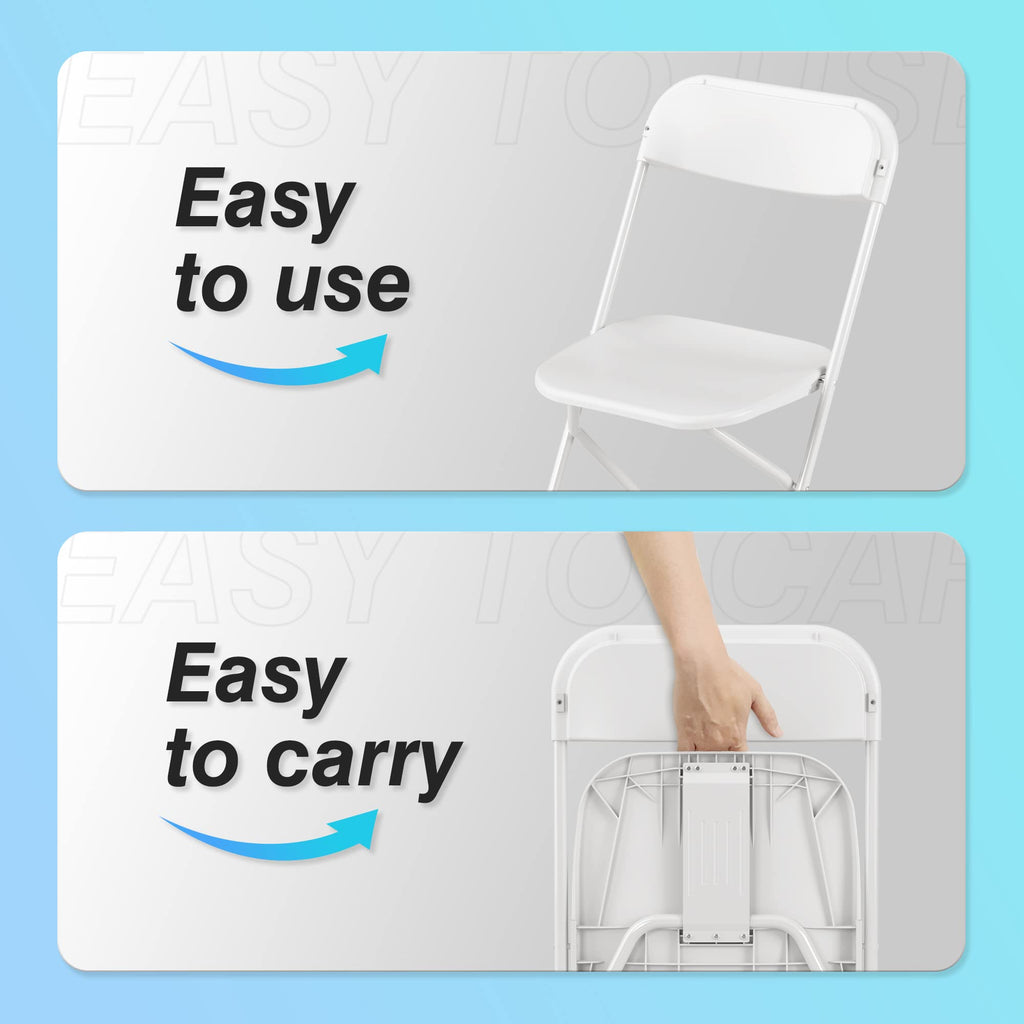 6 Pack White Plastic Folding Chair with Steel Frame L199270