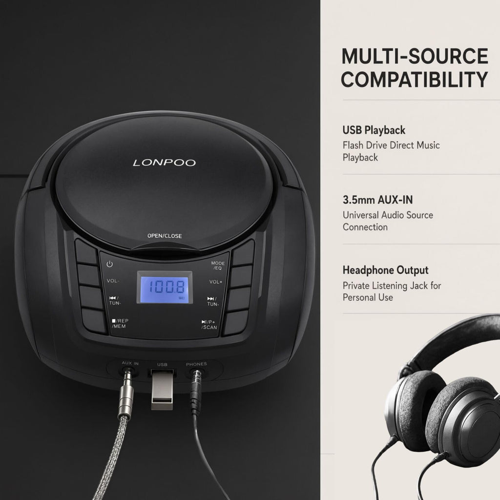Portable CD Player Boombox with Speakers X6374