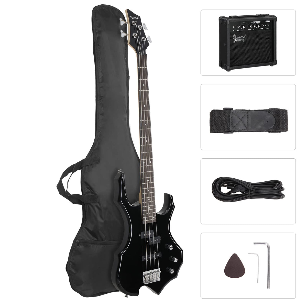 Electric Bass Guitar 4 Strings Black I93088