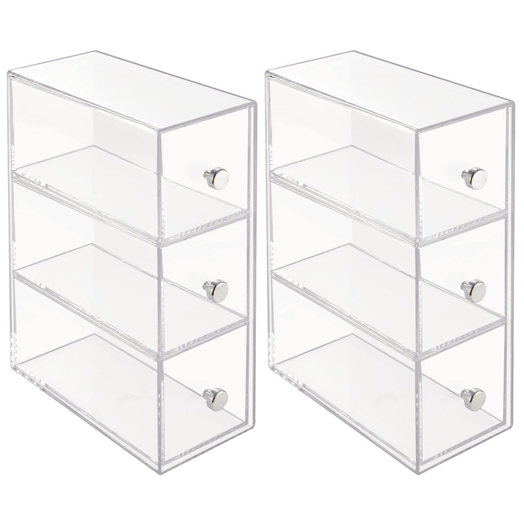 Clear 3 Drawer Plastic Stackable Desktop Organizer, 2 Pack H119806