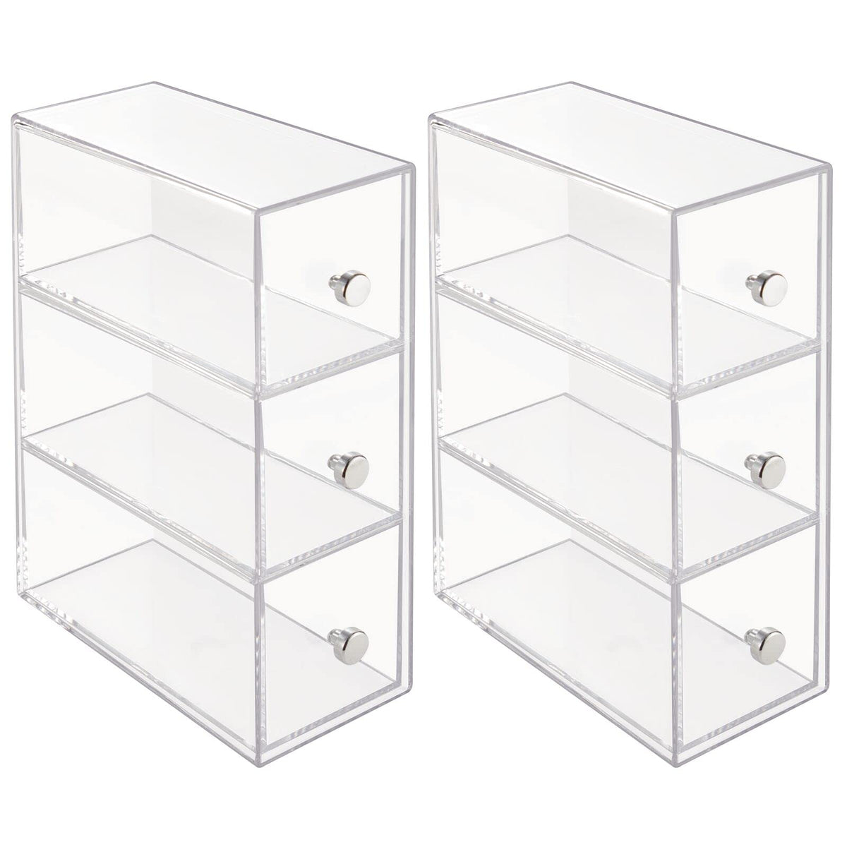 Clear 3 Drawer Plastic Stackable Desktop Organizer, 2 Pack H119806