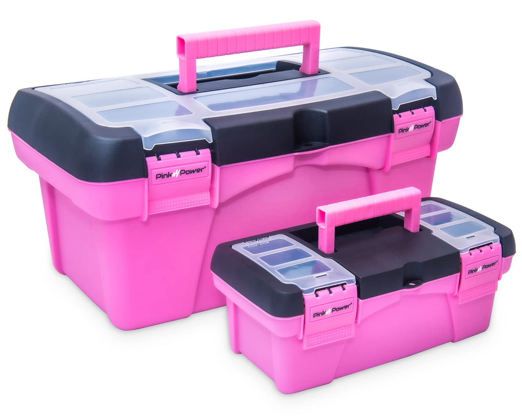 Pink Plastic Tool Box with Handle 2 Pack C9113