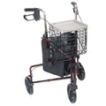 3 Wheel Rollator Rolling Walker with Basket Tray and Pouch Flame Blue V1591