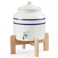 Ceramic Water Dispenser with Wood Stand and Stainless Steel Faucet U77326