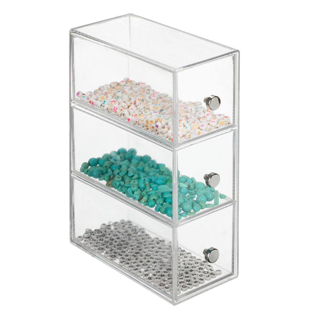 Clear 3 Drawer Plastic Stackable Desktop Organizer, 2 Pack H119806