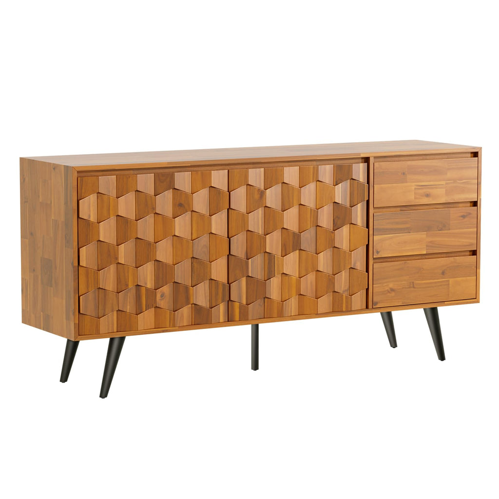 Teak Brown 2 Doors 3 Drawers Sideboard D9863