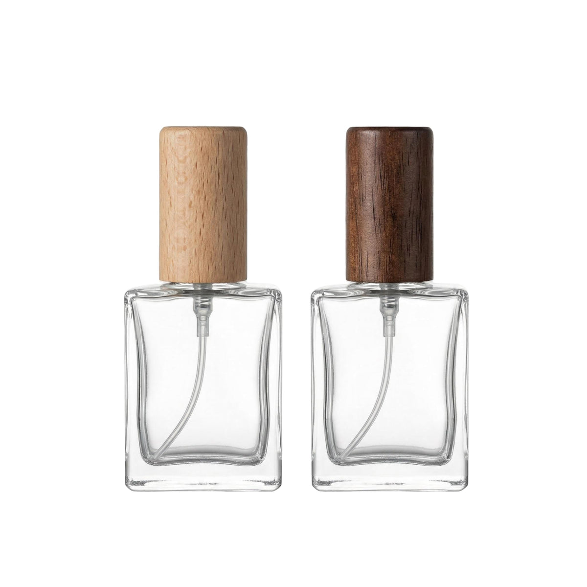 2 Pcs 15ml Clear Mini Glass Perfume Bottle with Wood Lid V56547