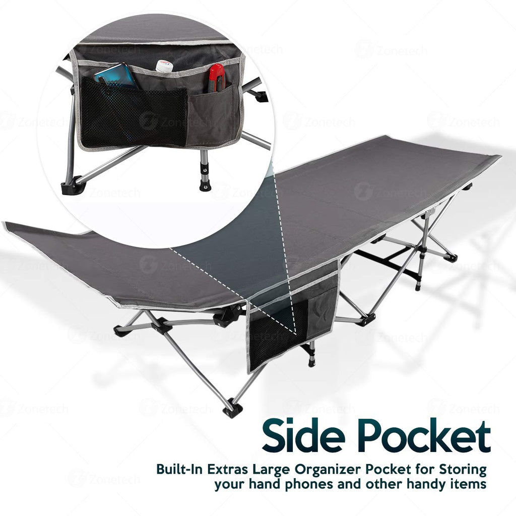 Folding Lightweight Portable Heavy Duty Travel Cot with Large Pocket L65657