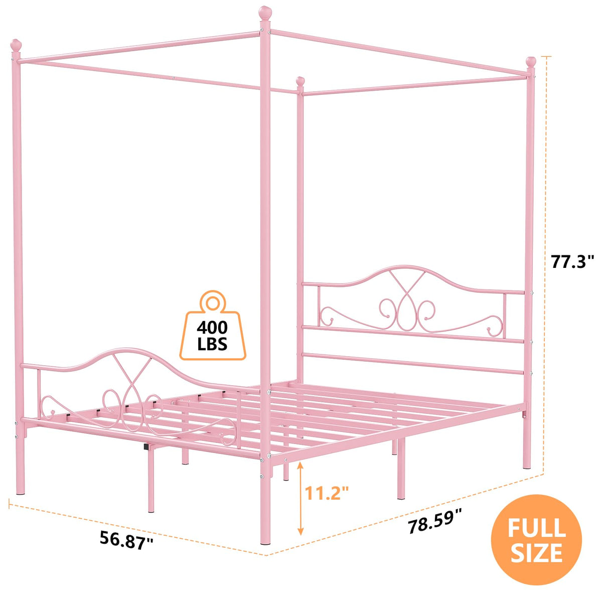 Full Size Canopy Bed Frame with 4 Posters B85029