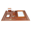 Rustic Brown Leather Desk Set, 7-Piece P5266