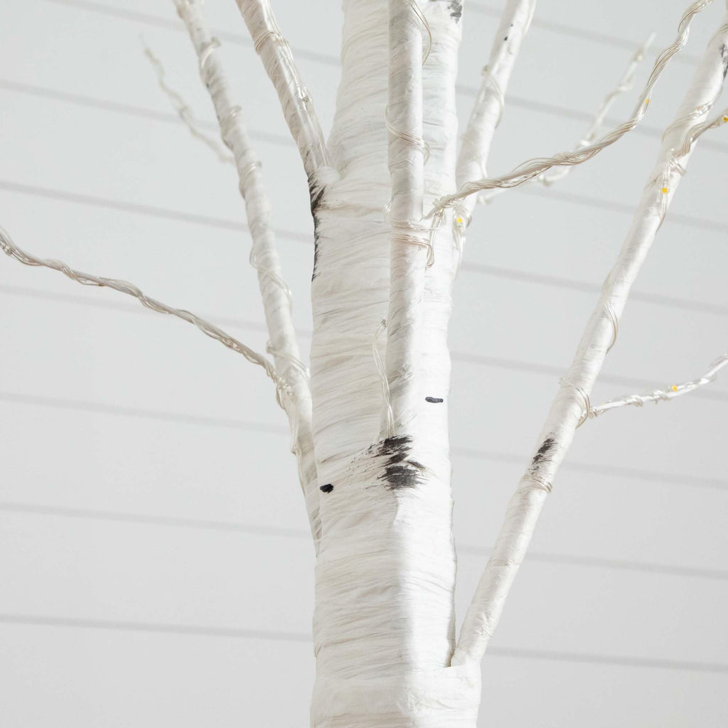 7-FT Pre-lit Artificial White Birch Tree with LED Lights P7446