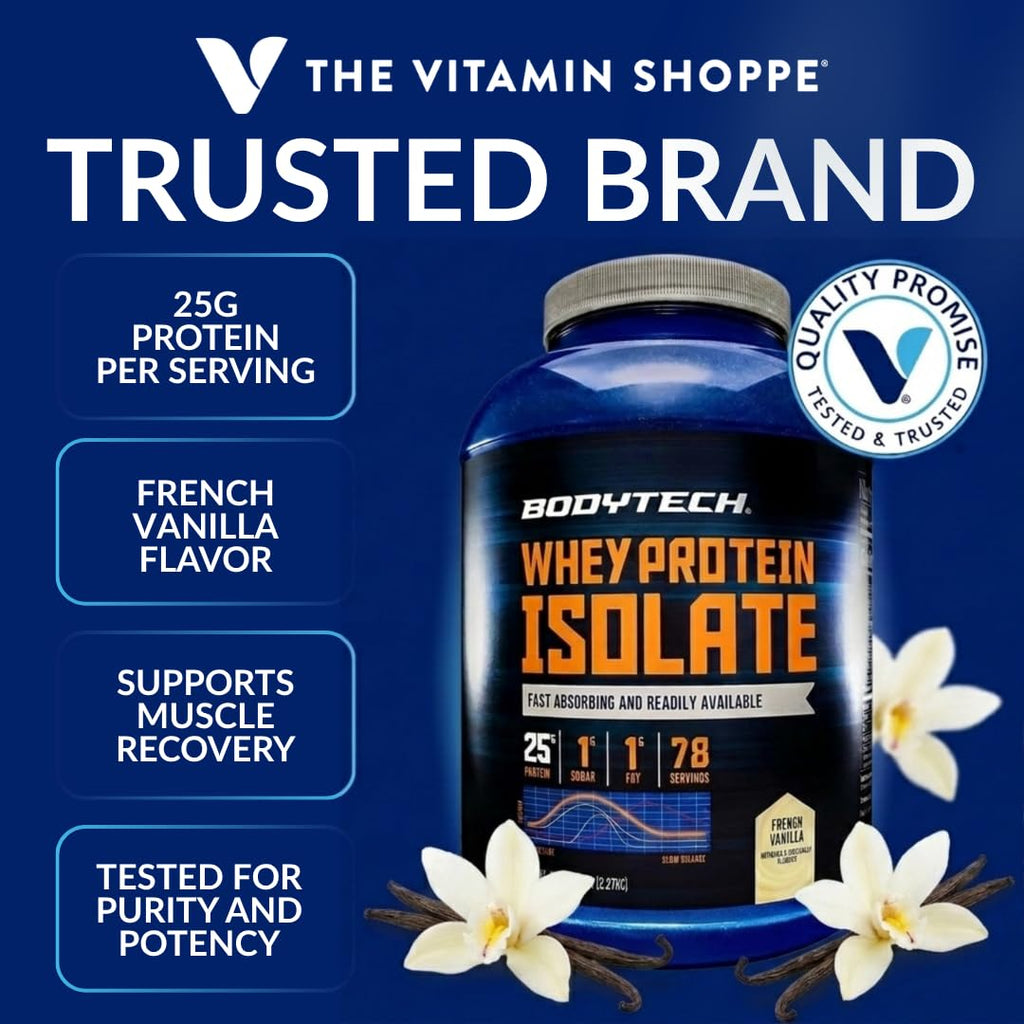 Whey Protein Isolate Powder, French Vanilla, 5 lb P47316