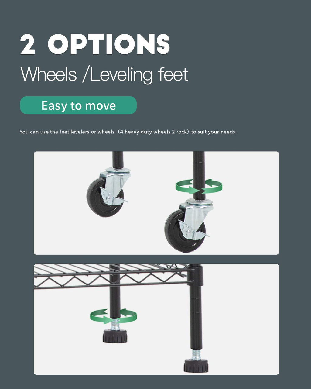 6 Tier Steel Wire Shelving Unit with Wheels D9469