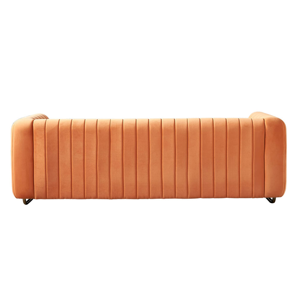 Orange Velvet 3 Seat Sofa X3410