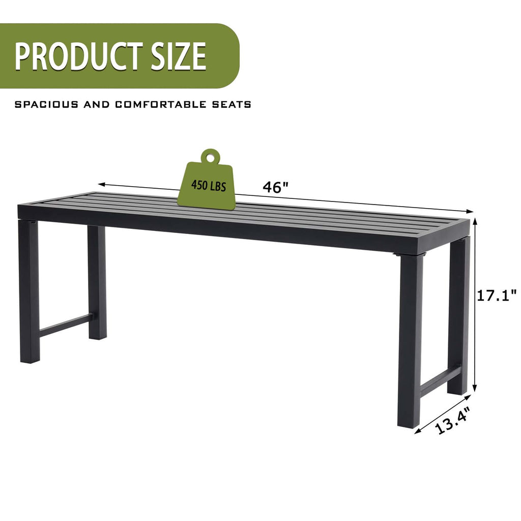 Black Metal Backless Outdoor Bench S293226