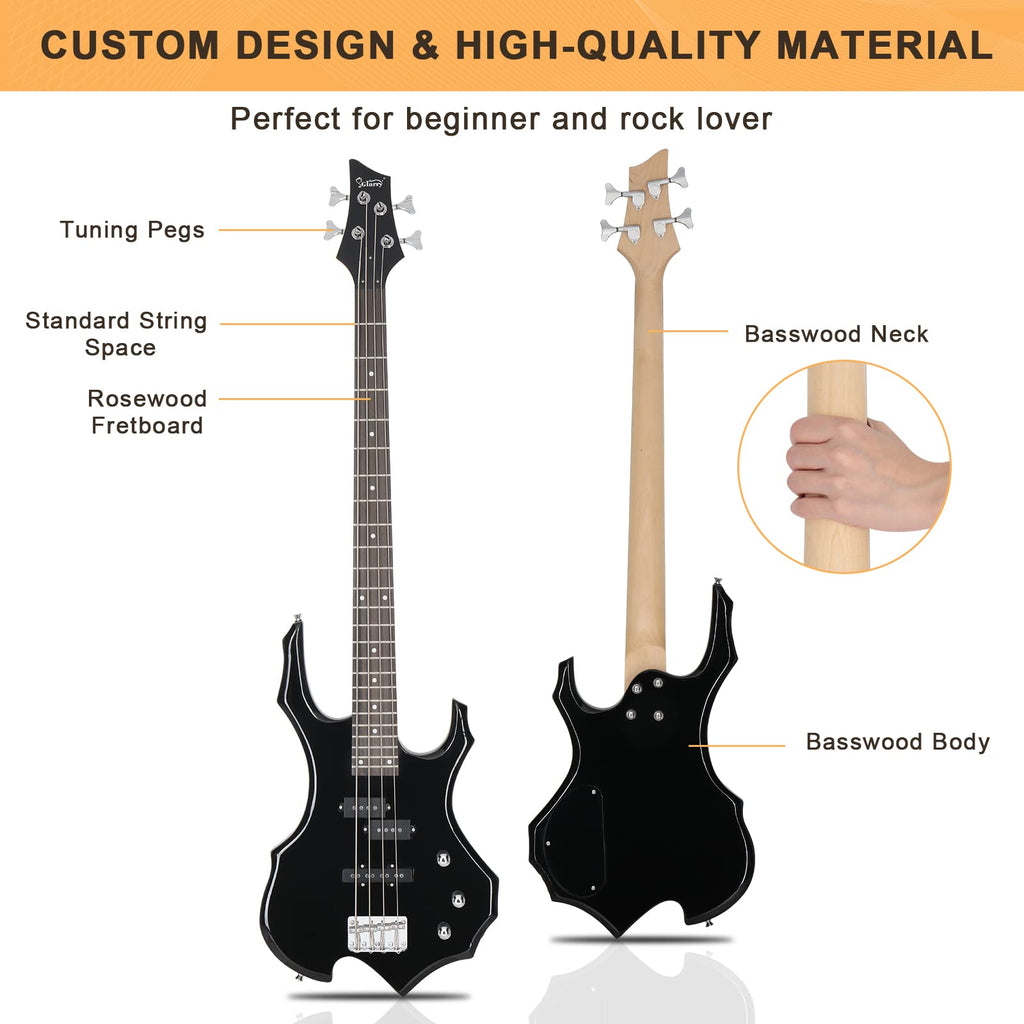 Electric Bass Guitar 4 Strings Black I93088