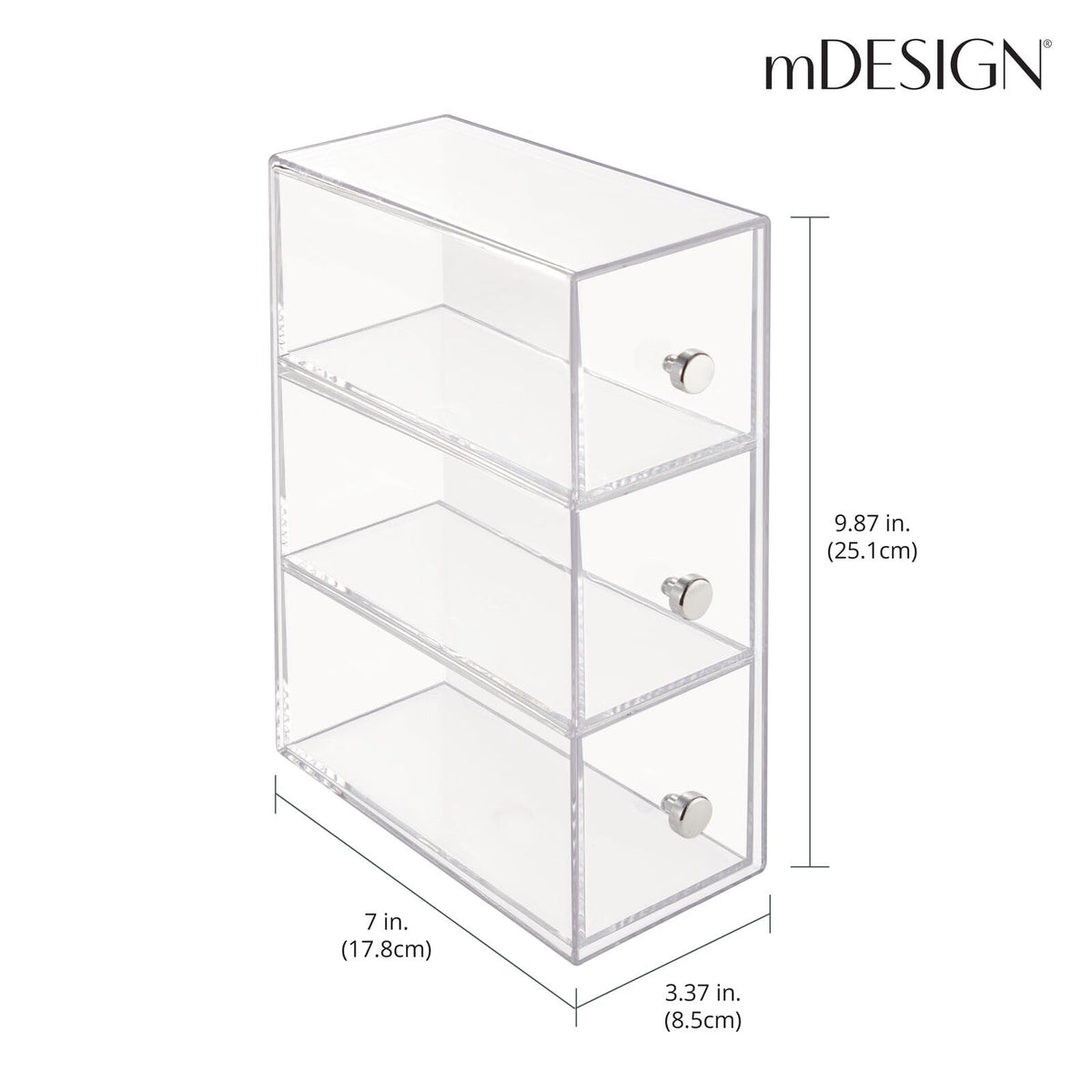 Clear 3 Drawer Plastic Stackable Desktop Organizer, 2 Pack H119806