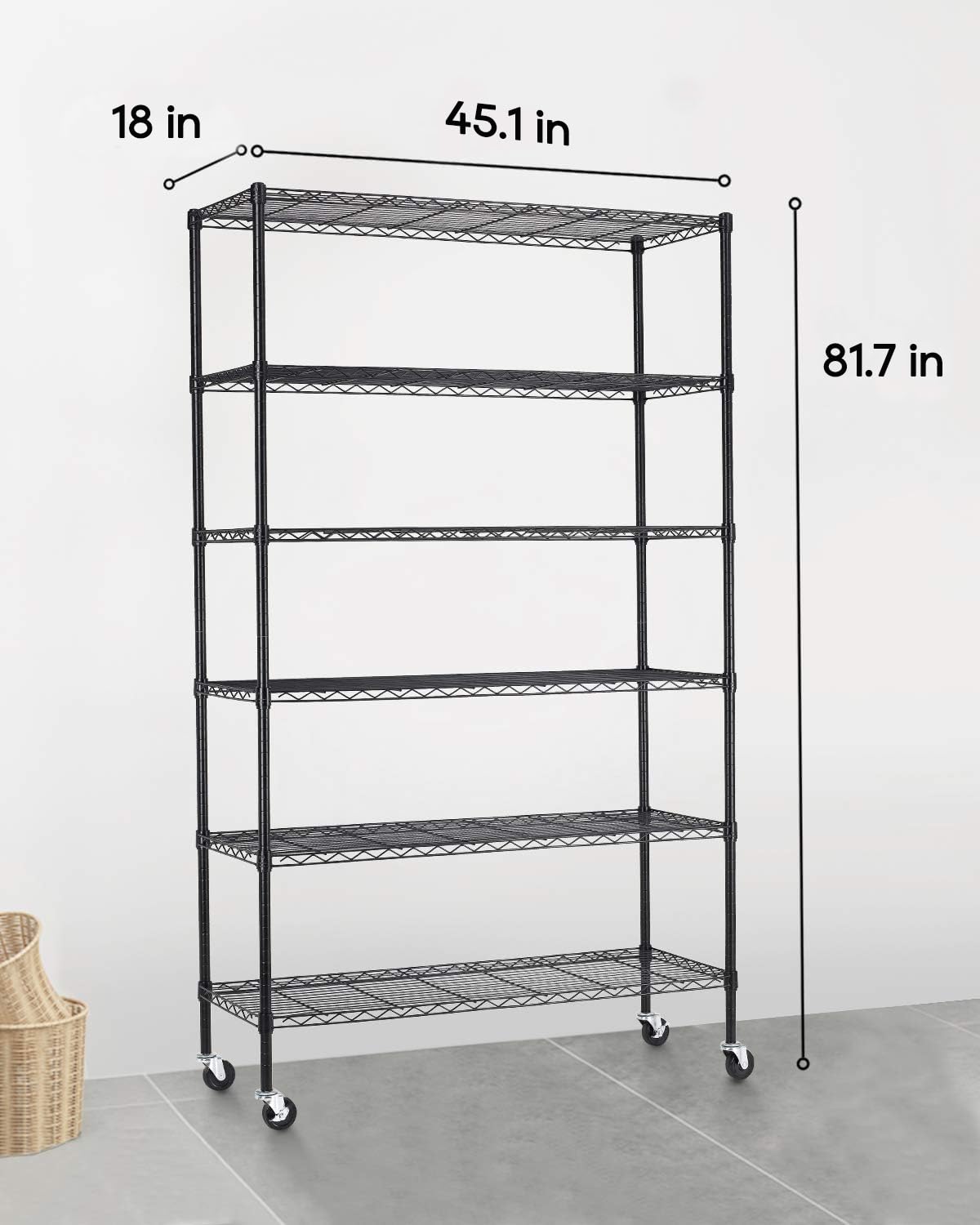 6 Tier Steel Wire Shelving Unit with Wheels D9469