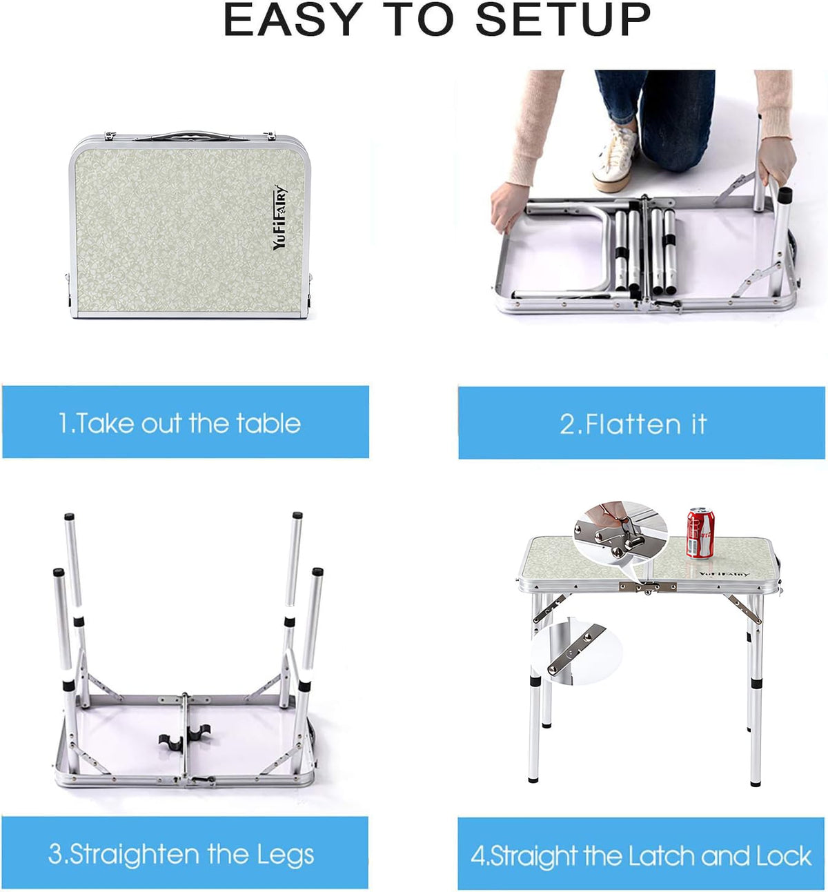 Adjustable Height Small Folding Camp Table K796
