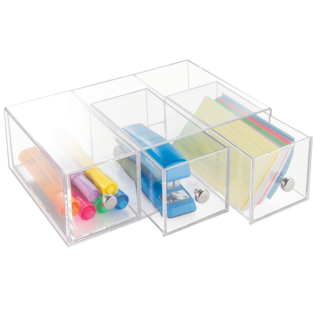 Clear 3 Drawer Plastic Stackable Desktop Organizer, 2 Pack H119806