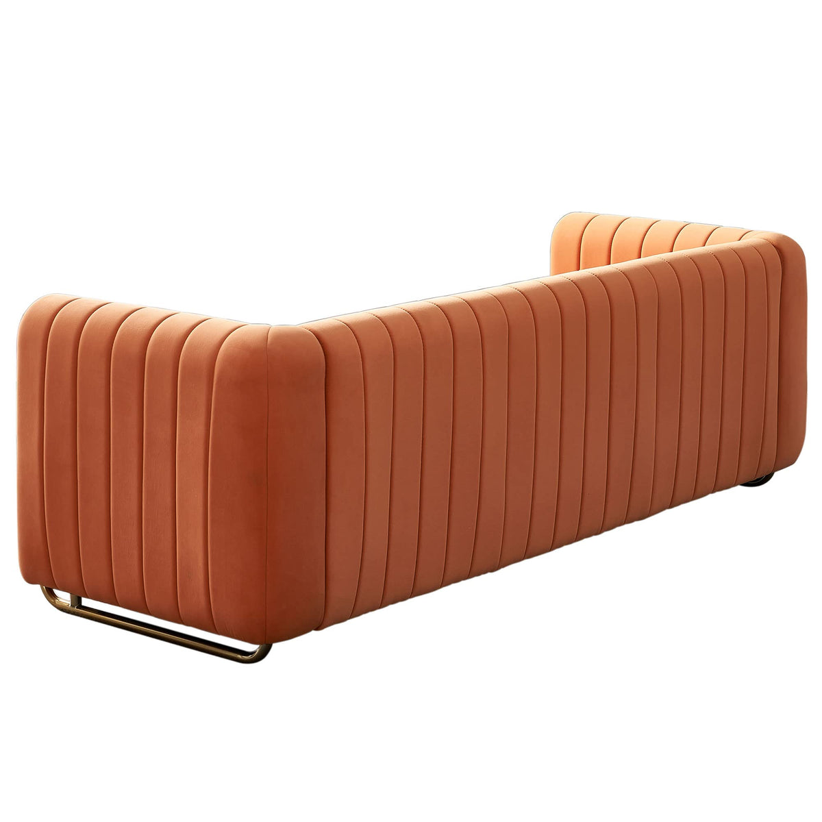 Orange Velvet 3 Seat Sofa X3410