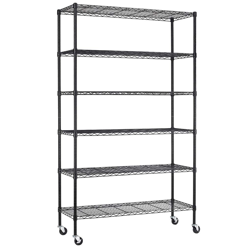 6 Tier Steel Wire Shelving Unit with Wheels D9469