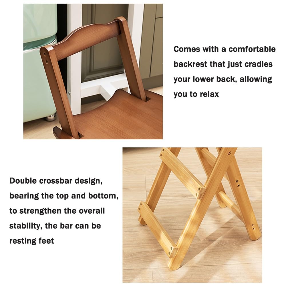 Bamboo Folding Stool with Backrest I981529
