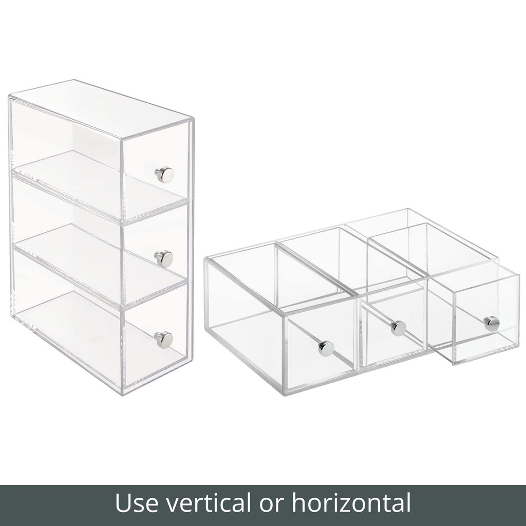 Clear 3 Drawer Plastic Stackable Desktop Organizer, 2 Pack H119806