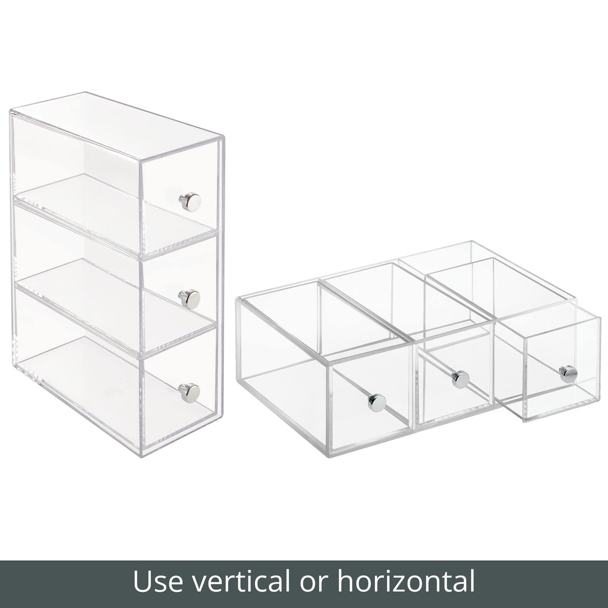 Clear 3 Drawer Plastic Stackable Desktop Organizer, 2 Pack H119806