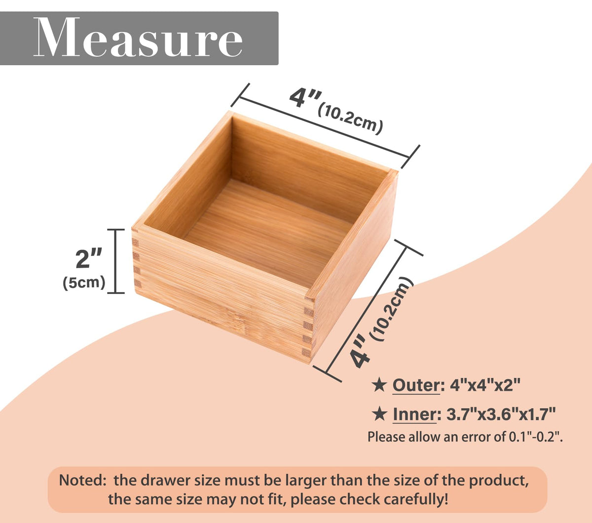 Bamboo Organizer Storage Boxes 4"*4" M525