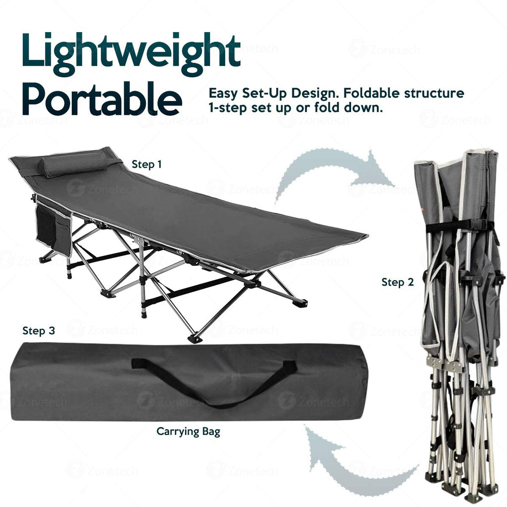 Folding Lightweight Portable Heavy Duty Travel Cot with Large Pocket L65657