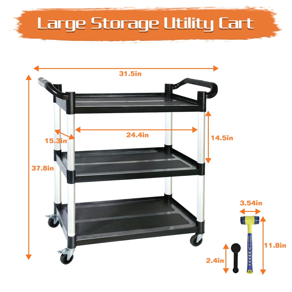 3-Tier Rolling Utility Cart with Lockable Wheels E787