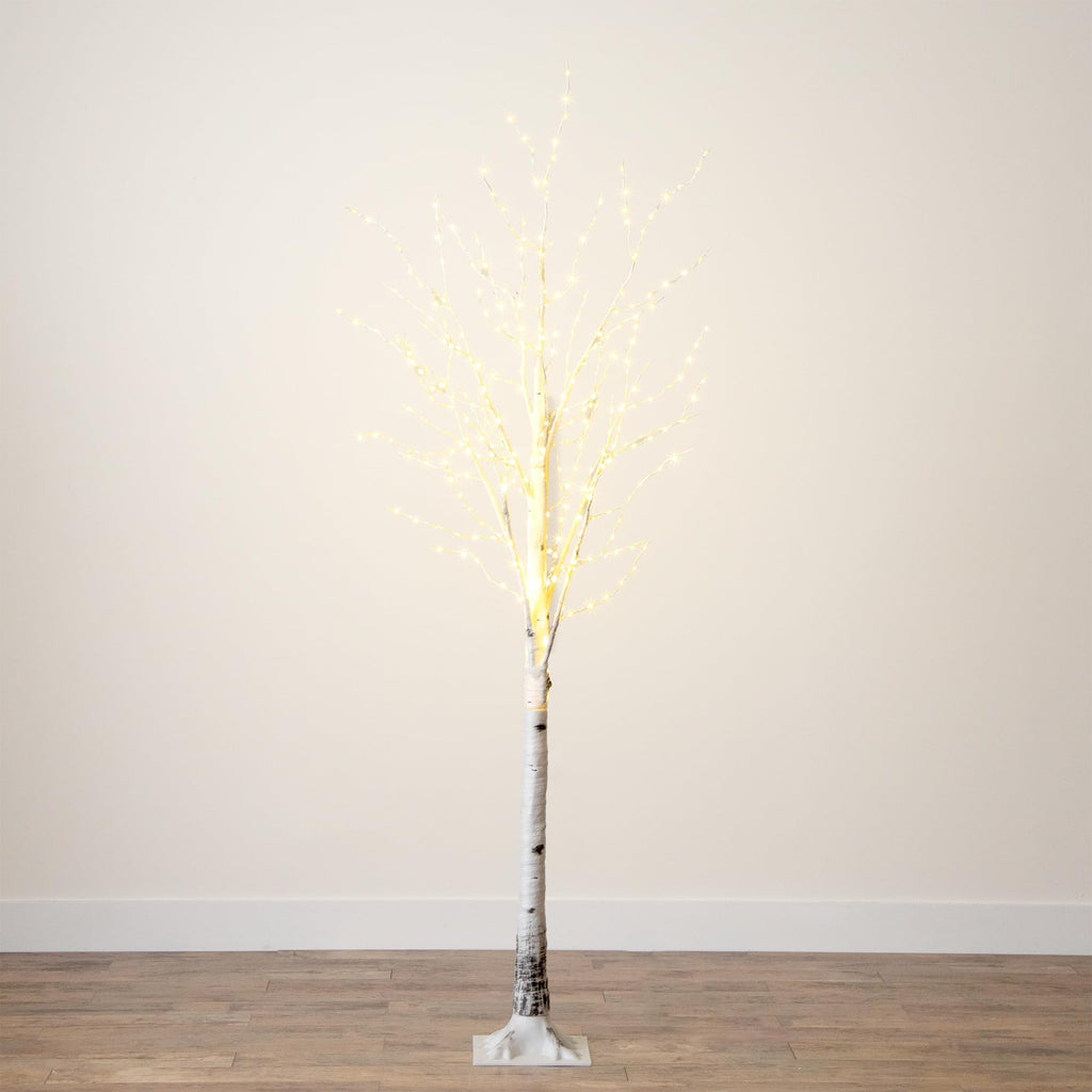 7-FT Pre-lit Artificial White Birch Tree with LED Lights P7446