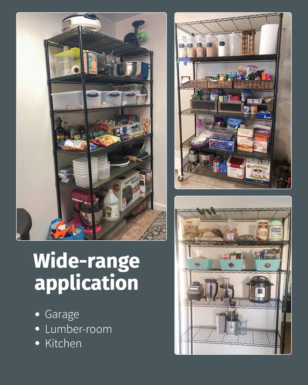 6 Tier Steel Wire Shelving Unit with Wheels D9469