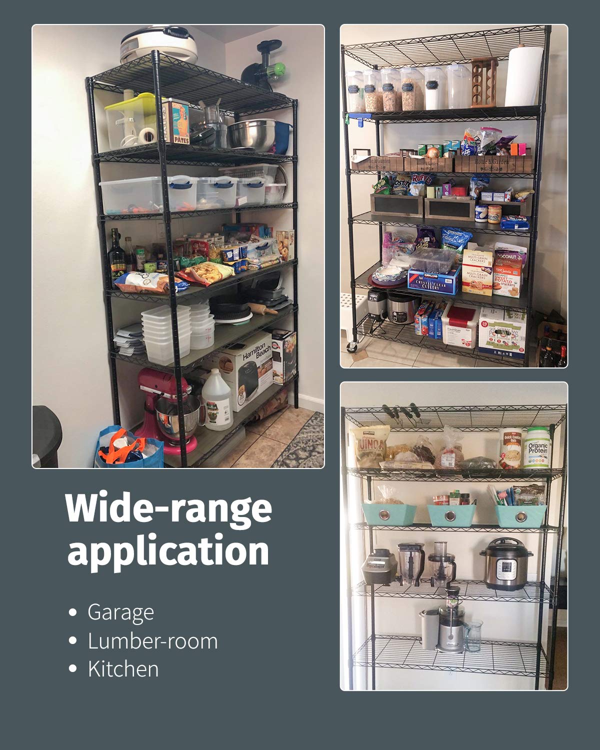 6 Tier Steel Wire Shelving Unit with Wheels D9469