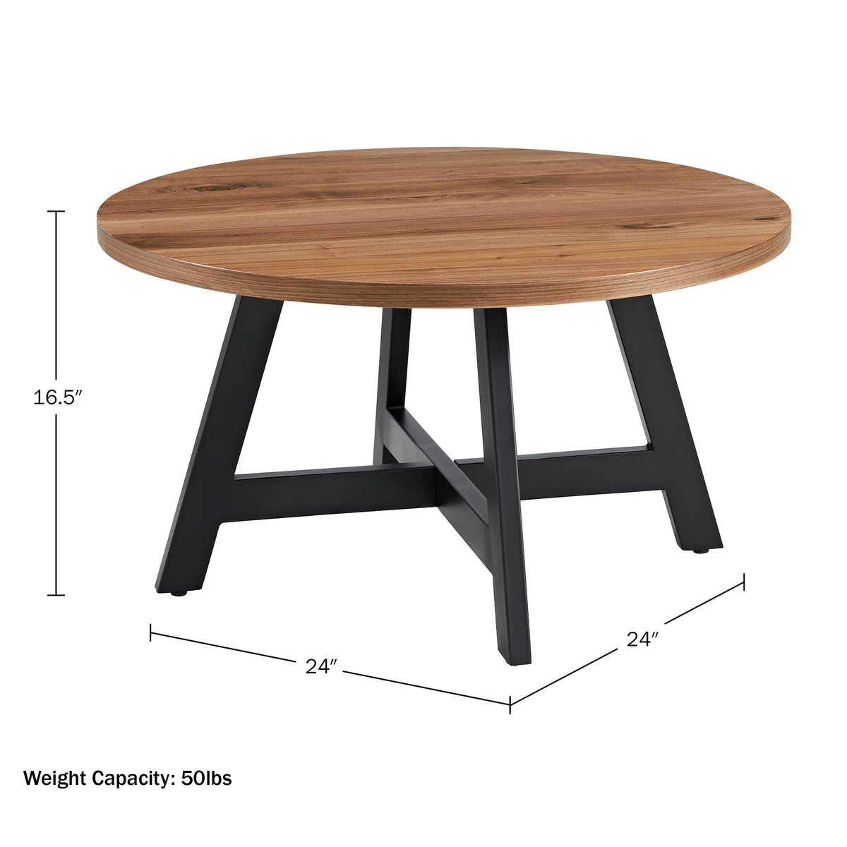 Round Wood Top Metal Base Coffee Table I883913