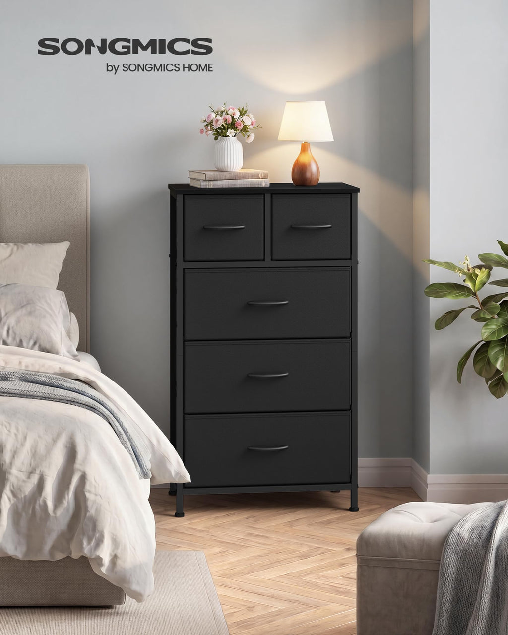 Tall Dresser with 5 Fabric Drawers W2490