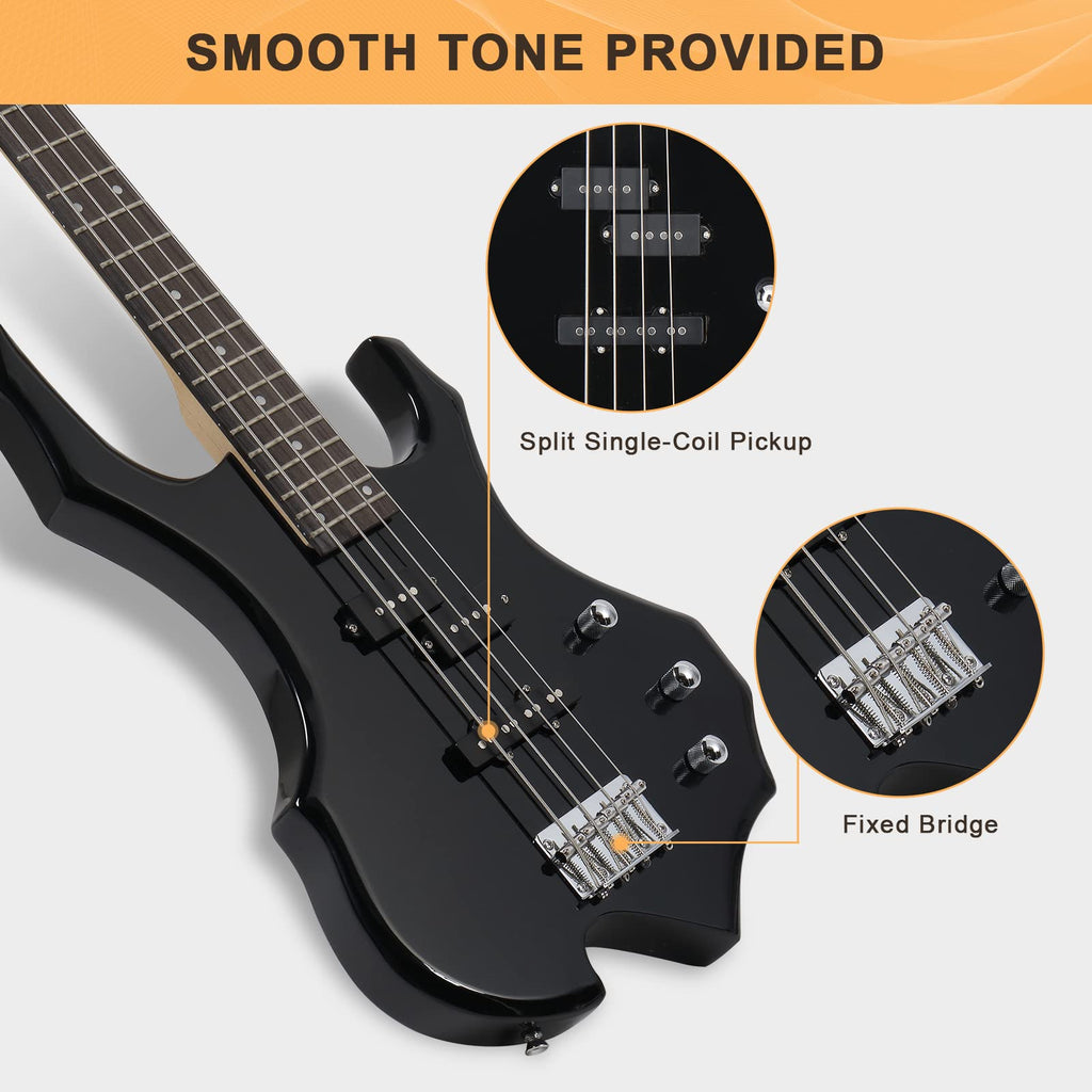 Electric Bass Guitar 4 Strings Black I93088