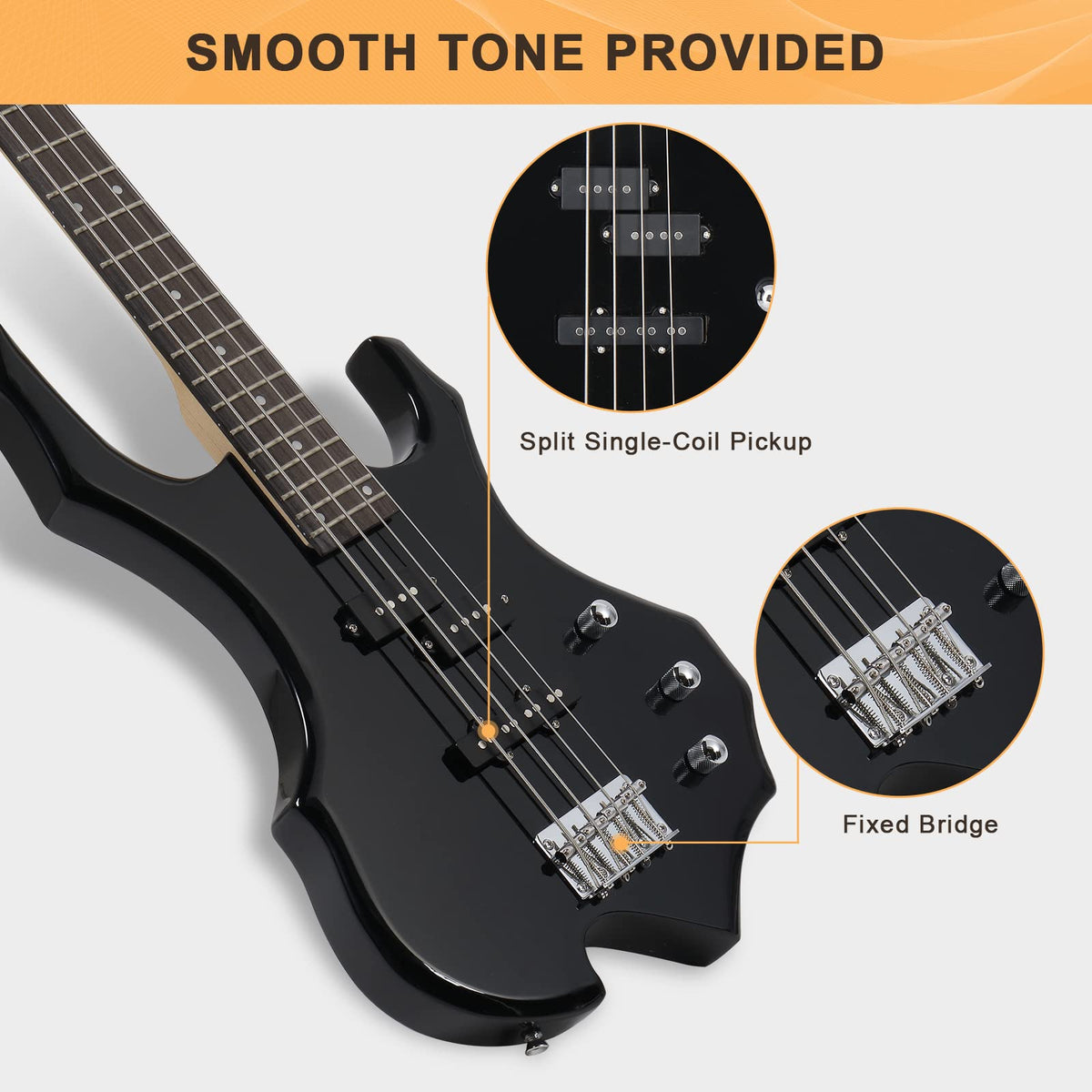 Electric Bass Guitar 4 Strings Black I93088
