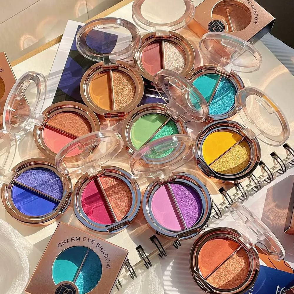 Double Color Matte Shimmer Metal Eye Shadow Powder E671
