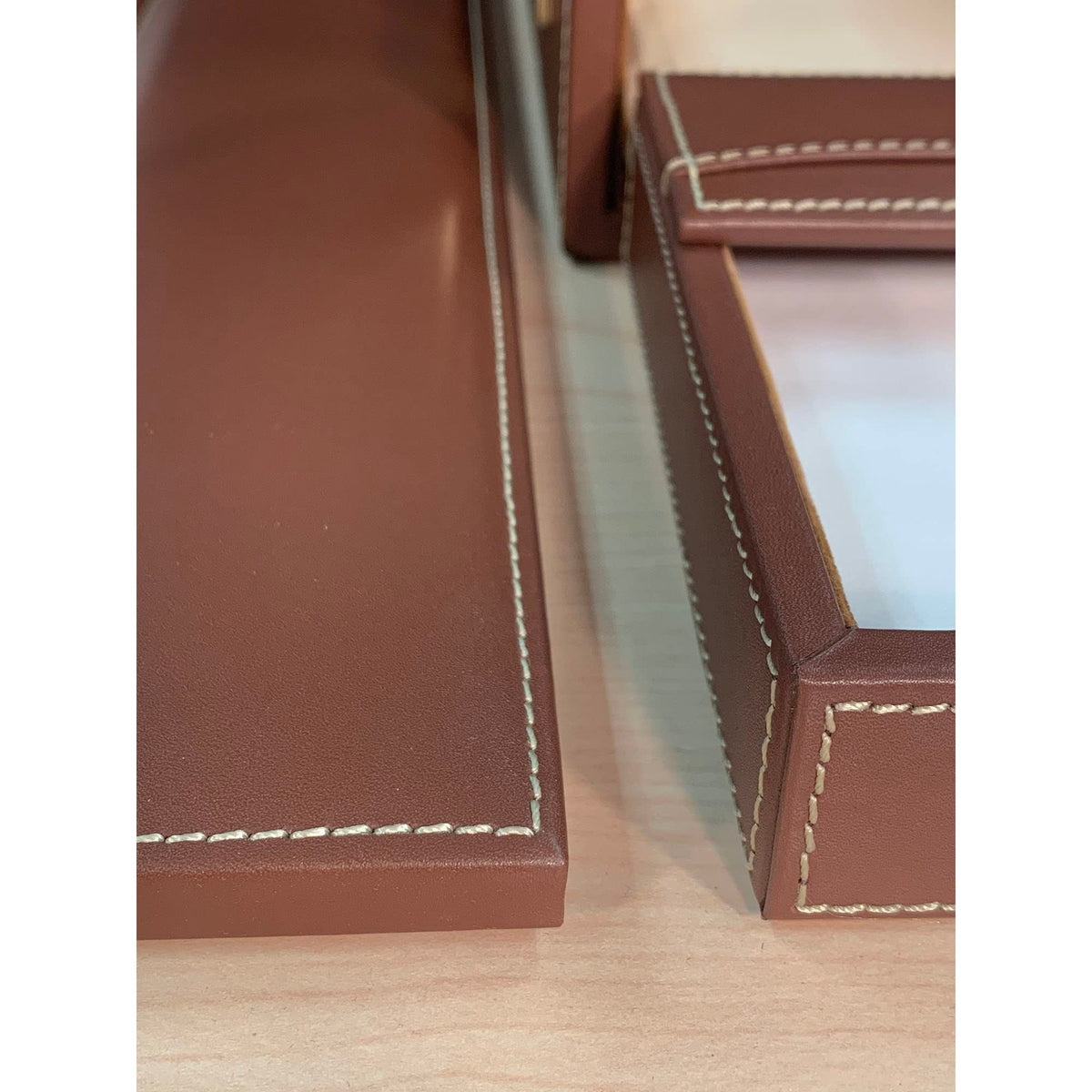 Rustic Brown Leather Desk Set, 7-Piece P5266
